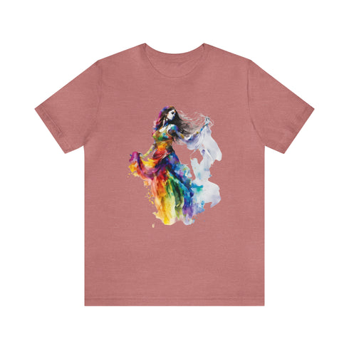 Rainbow Belly Dancer's Pose - Short Sleeve Tee Heather Mauve